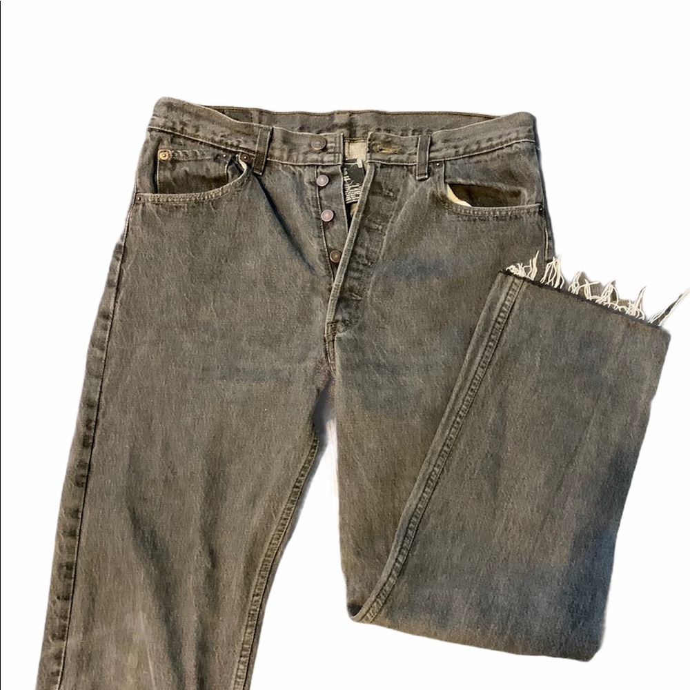 Levi 501’s grey cutoff at the end